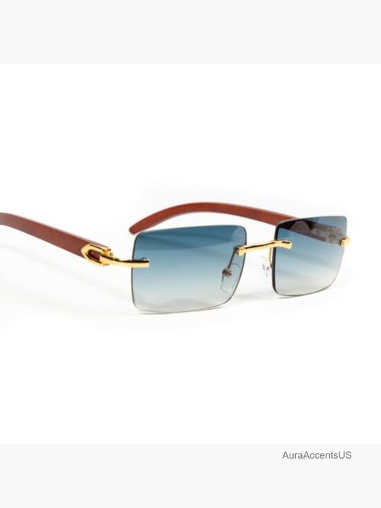 Vintage Rimless Rectangular Sunglasses Retro UV400 Polarized Unisex Square main image 4